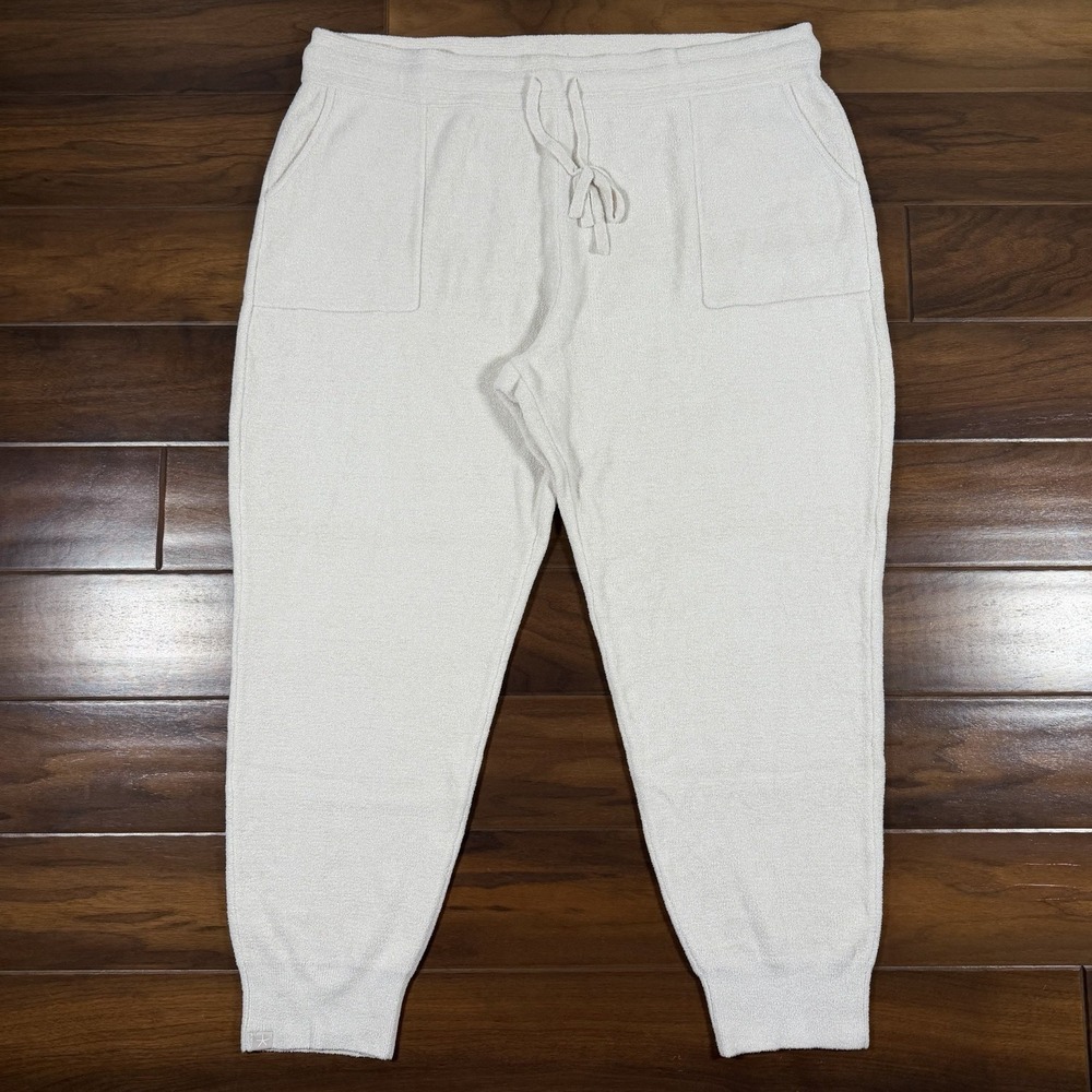 Barefoot Dreams Women's Size 2X Beige CozyChic Ultra‎ Lite Knit Jogger Pants